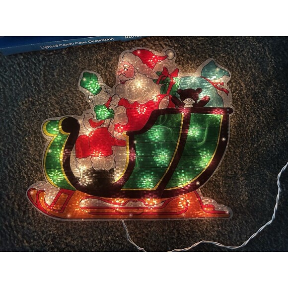 Northlight 17" Lighted Holographic Santa Sleigh Christmas Window Decor Set Of 2 - Picture 3 of 3